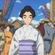 Our first glimpse of Miss Hokusai herself - not exactly a typical anime heroine